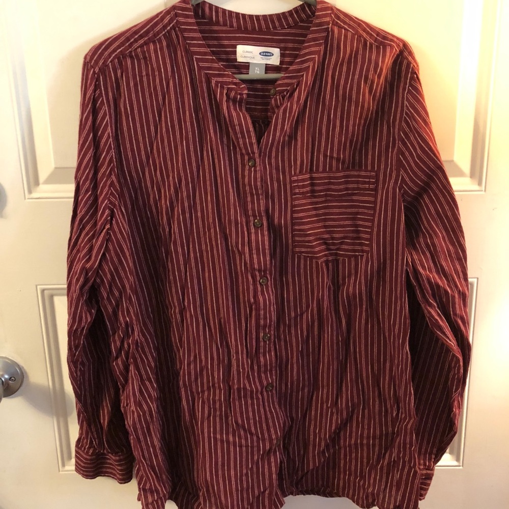 Burgundy button down shirt
